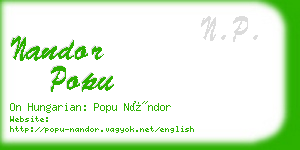 nandor popu business card